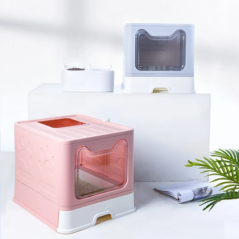 

Suitable forFolding drawer type cat litter box plastic top-out cat toilet cat litter shovel direct sales