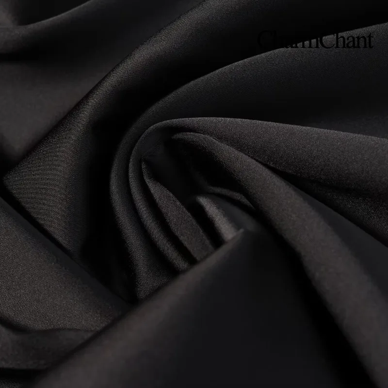 CharmChant-vestido negro de encaje satinado con cuello vuelto, dobladillo asimétrico, tirantes finos, vestidos de noche de fiesta sexys elegantes de lujo