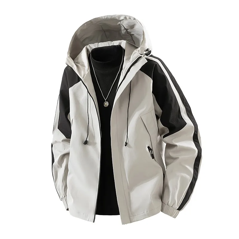 

Men's Hooded Contrast Zipper Pocket Cardigan Autumn and Winter Fashionable Casual Top