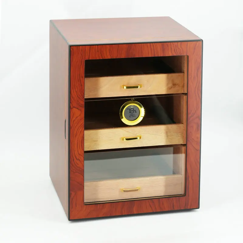 

Approximately Holds 100 Cigars Cigar Humidor Three-Layer Small Home Cigar Cabinet Spanish Cedar Wood Aged Cigar Storage Cabinet