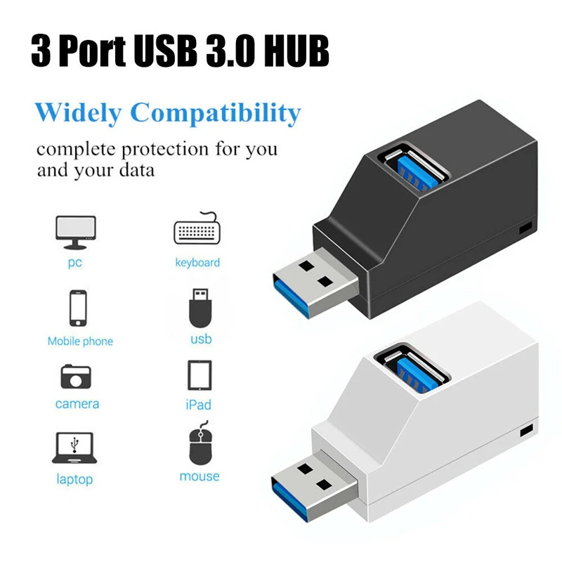 USB HUB Stander 3.0 Adapter Extender Mini Splitter Box 3 Ports for PC Laptop Macbook Mobile Phone High Speed U Disk Reader