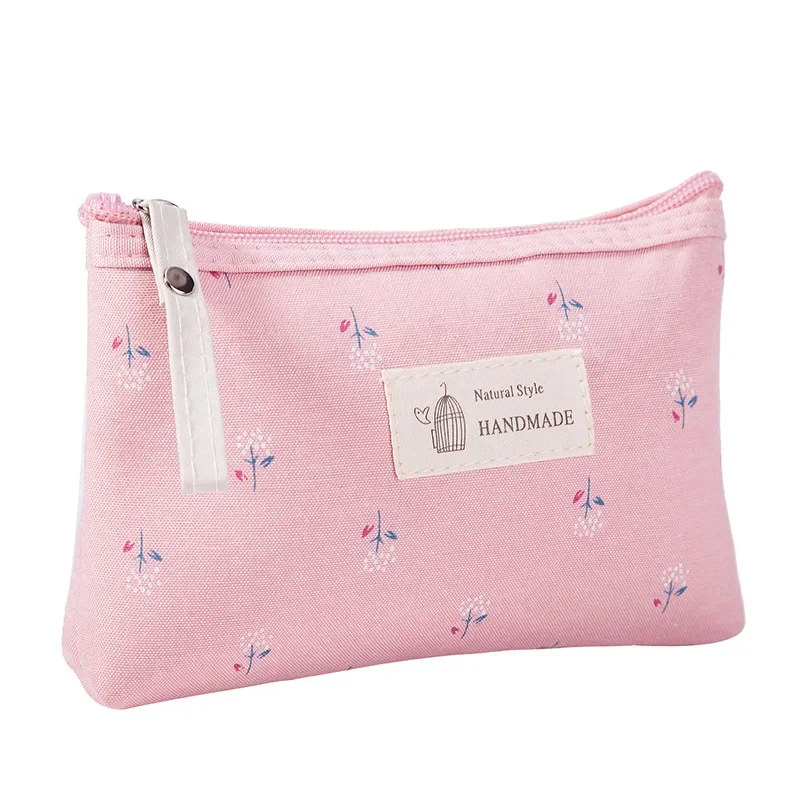 Flower Print Canvas Women Makeup Bag Toiletries Organize Zipper Bag Travel Wash Pouch Cosmetic Bag Female Make Up Bag