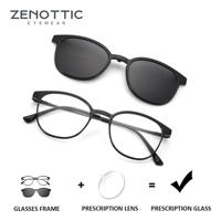 ZENOTTIC（L Size）Magnetic Clip-on Square Prescription Glasses For Men Women Polarized UV400 Protection Optical SunGlasses