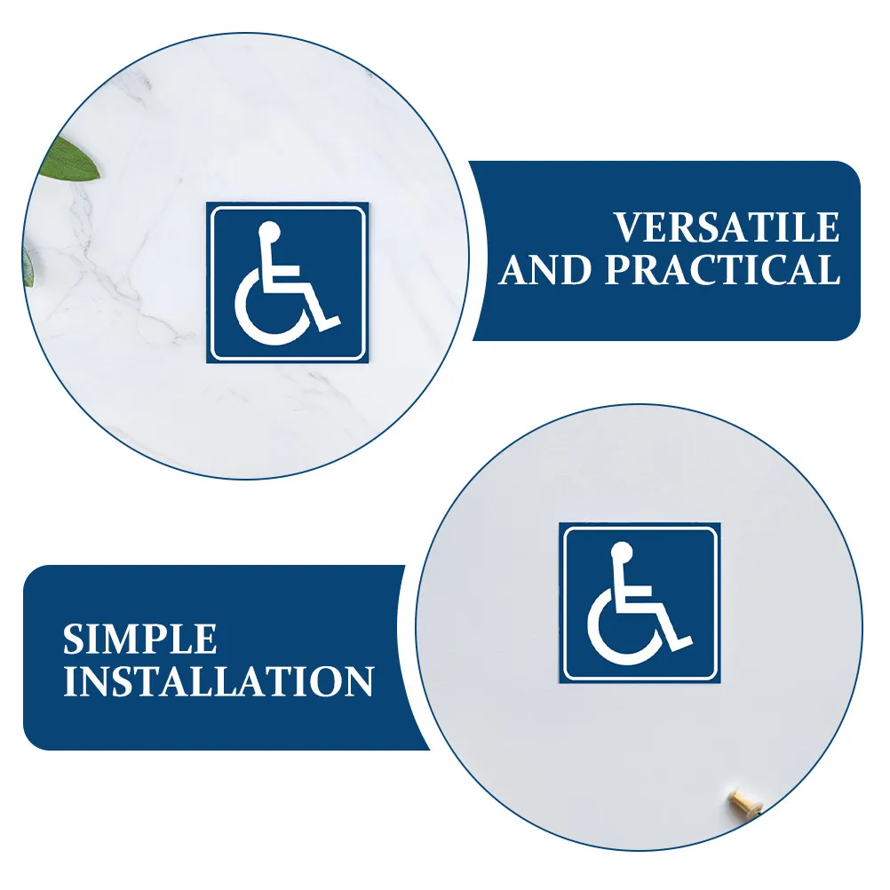 4Pcs Waterproof Vinyl Wheelchair Accessible Sign Stickers Blue High Visibility for Disabled Mobility Scooter Parking Door