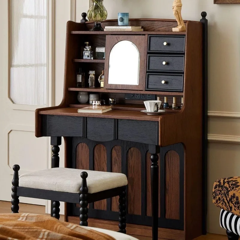 Antique small solid wood dresser makeup bedroom American storage simple desk integrated small apartment