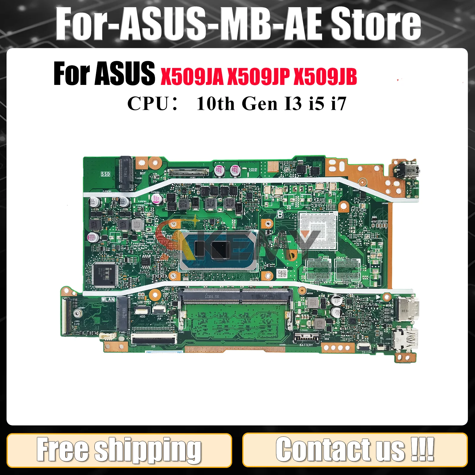 

X509JA Материнская плата для ноутбука ASUS X409J X509JP P1510CJA F509J X509JB A509J Материнская плата 10-го поколения I3 i5 i7 100% тест ОК быстрая доставка