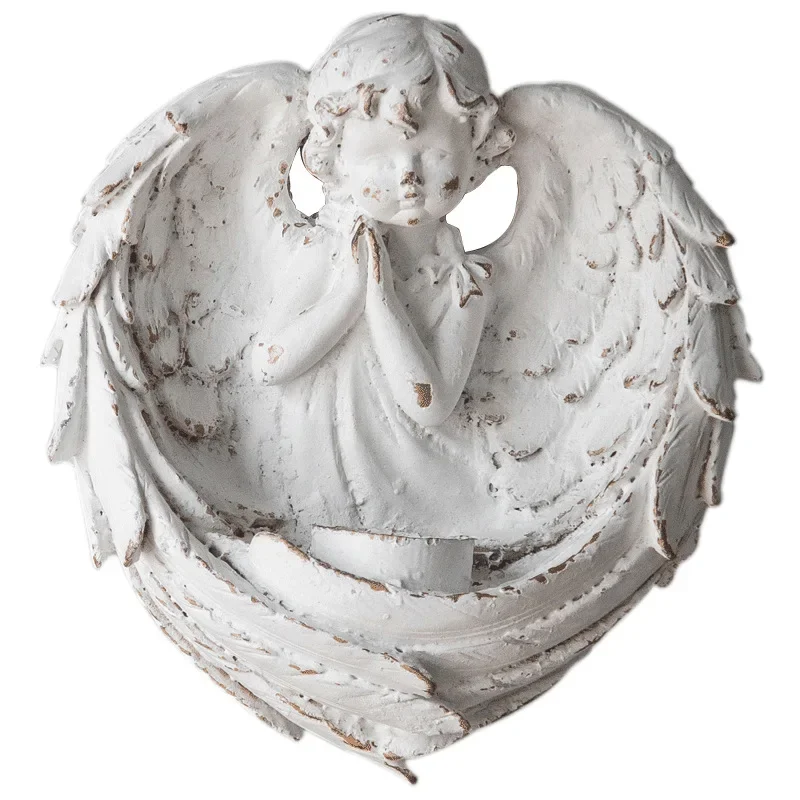 

European retro angel pendant foyer creative relief decorative hook living room wall jewelry candlestick background wall hanging