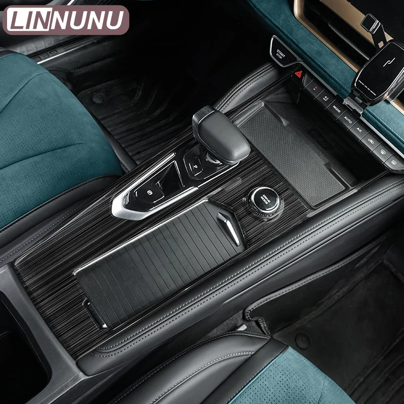 Black Stainless Steel Center Console Gear Shift Frame Window Control Panel Cover For Geely Monjaro KX11 Interior Trim Accessorie