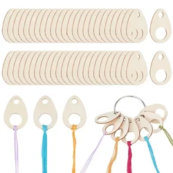 100pcs Teardrop Wood Thread Drops 1.9x1.3inch Wood Cross Stitch Thread Organization with Floss Ring for Craft DIY Sewing Storage