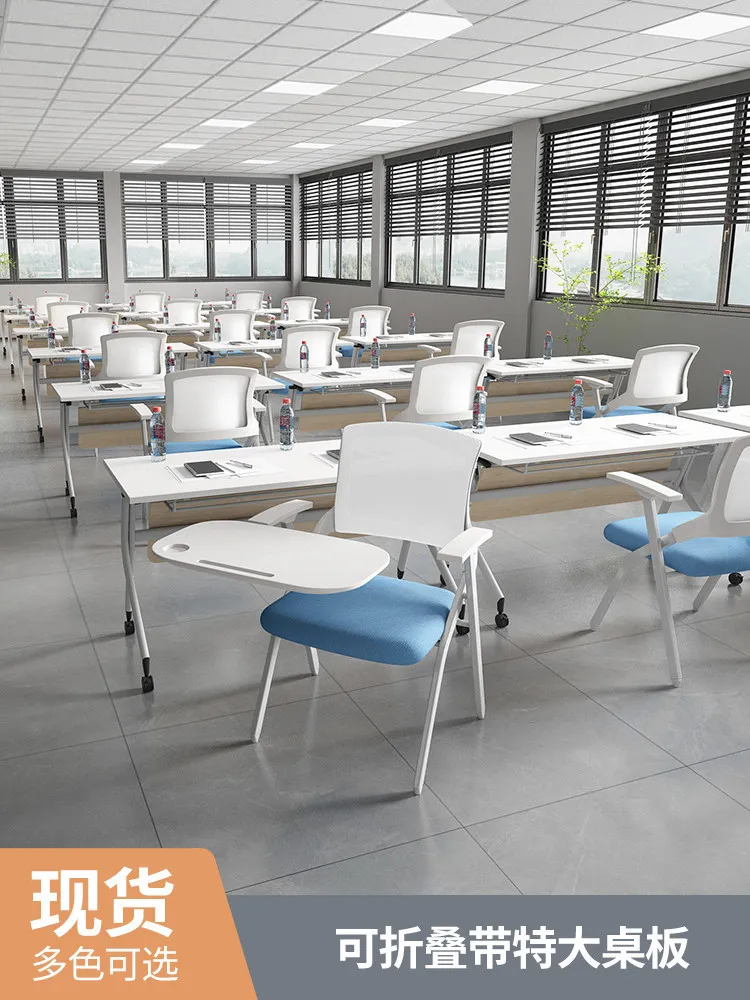 Training chair with table top, chair with writing board, training table and chair set, foldable white conference chair, office