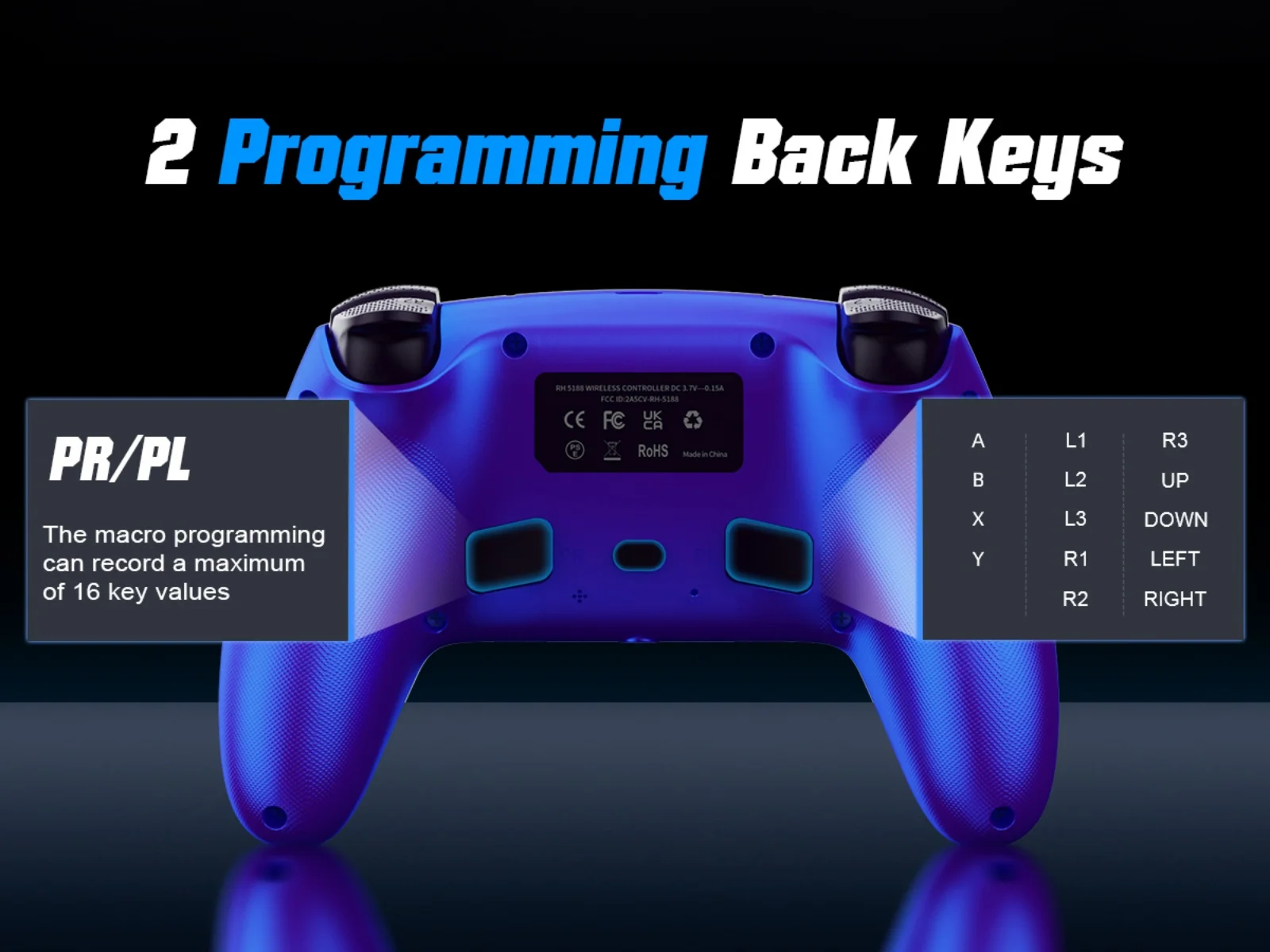Controller für PS5/PlayStation 5 Pro/Slim/PC, kabellose Gamepads, RGB-Hall-Effekt, kein Drift, Spiel-Joystick mit Dual-Vibration, Marco/Turbo-Funktion – Detail 20