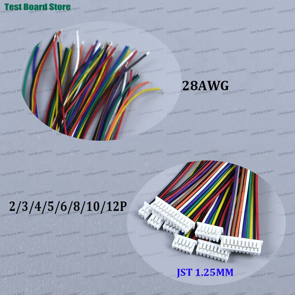 10/20/50PCS JST 1.25MM Wire Cable Connector 2/3/4/5/6/8/10/12 Pin 1.25MM Pitch Plug 10CM/20cm/30CM Wire Length 28AWG view 5