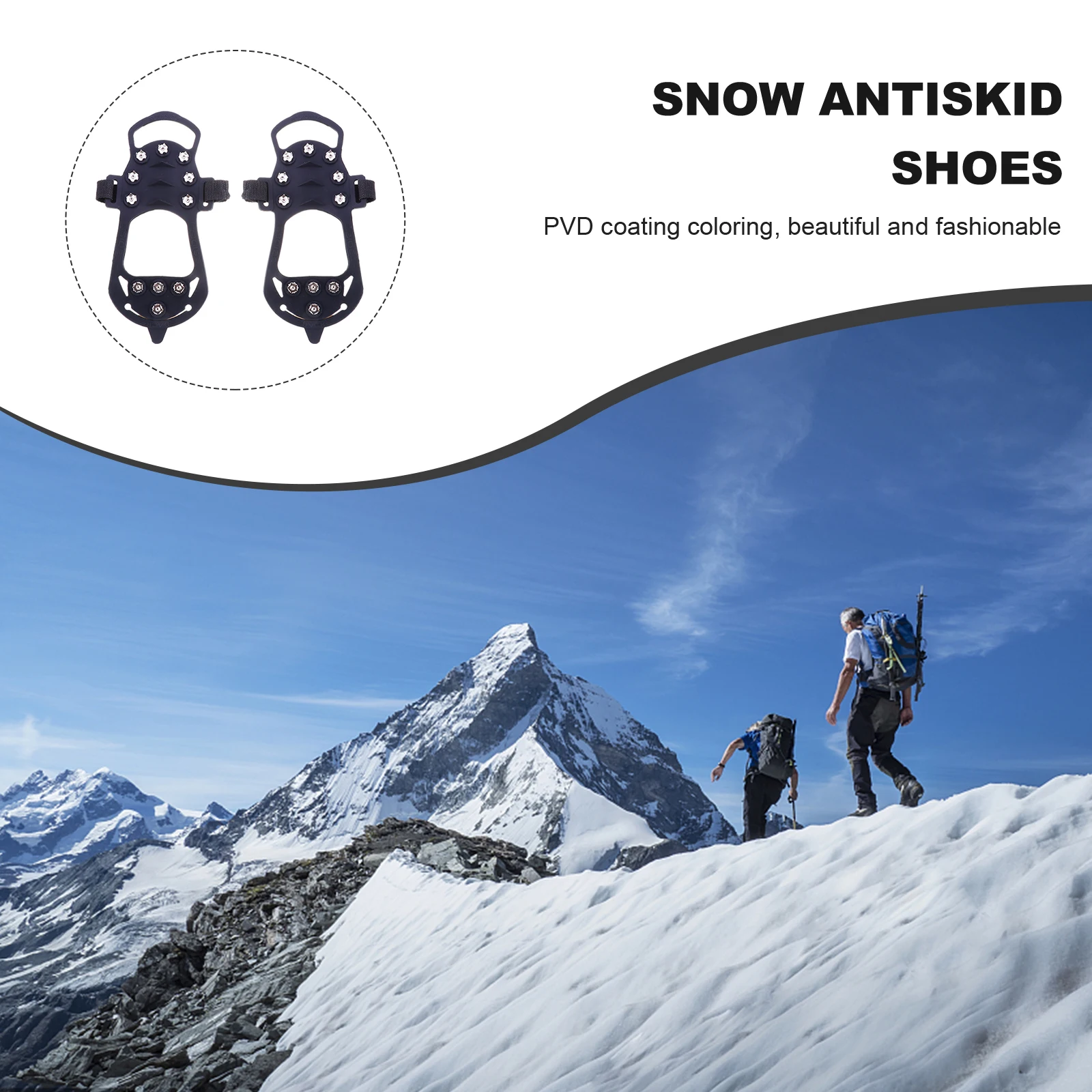 

2pcs Ice Cleats Anti-Slip Shoe Covers Winter Outdoor Crampons Boot Sport Casual Grips Lightweight Metal Silica Gel Non-S
