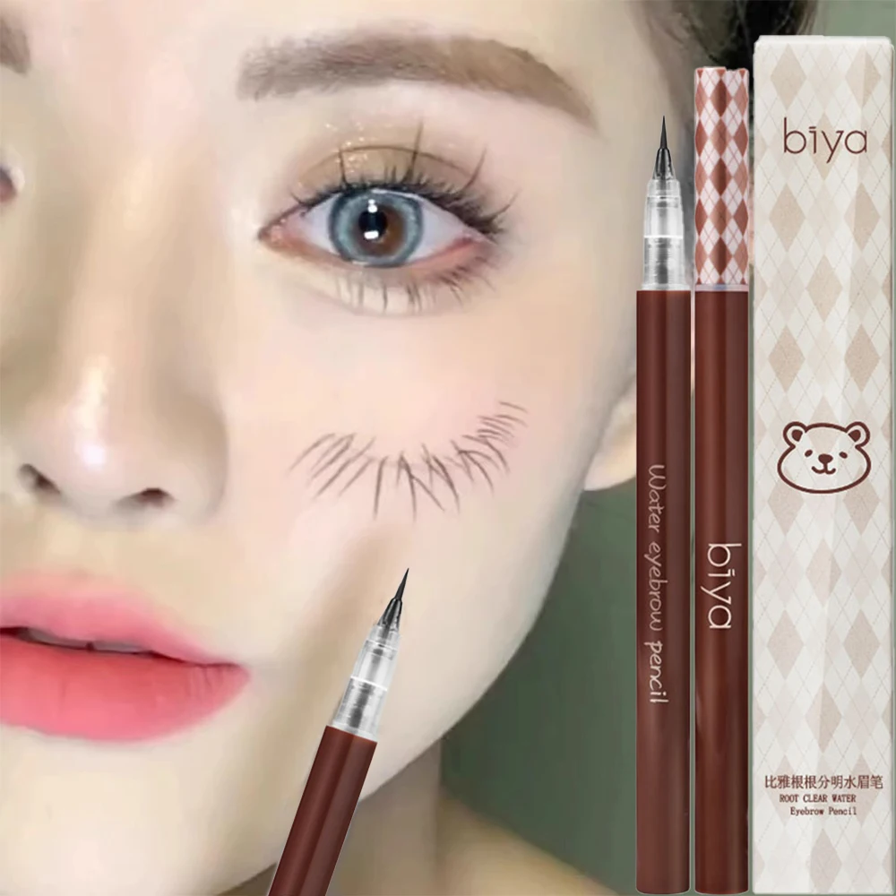 Vloeibaar wenkbrauwpotlood Waterdicht Blijvende eyeliner Liggende zijderupspen Bruin grijs Ultrafijne wenkbrauw tattoo-pen Make-up cosmetica