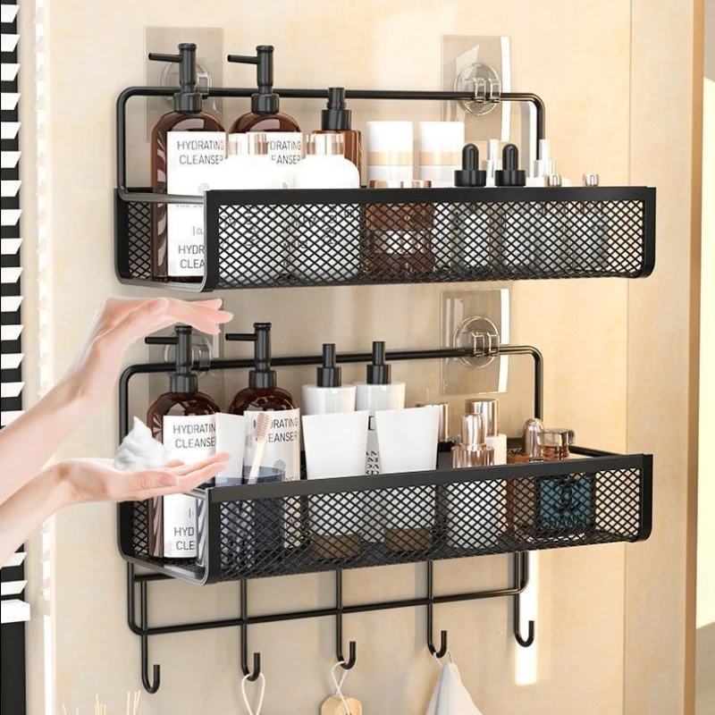 

Antirust Bathroom Shelf Wall Mounted Corner Storage Shelves Shampoo Holder Cosmetic Rack Iron Shower Drain Basket Organizer