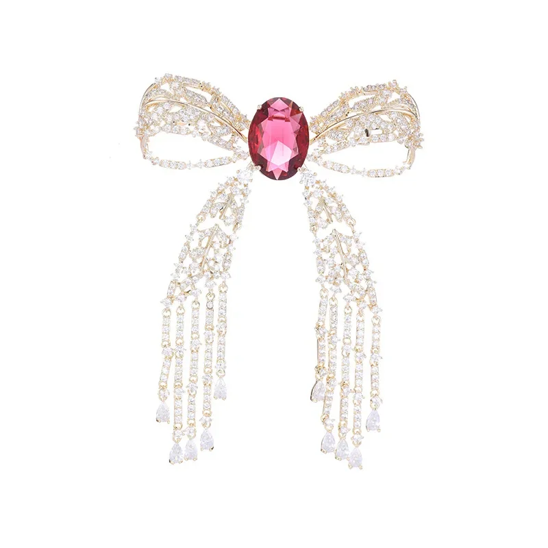 2025Cappotto invernale lussuoso e di fascia alta, accessorio soprabito, corpetto, elegante e di grandi dimensioni, nappa in rame e zirconi, spilla con fiocco