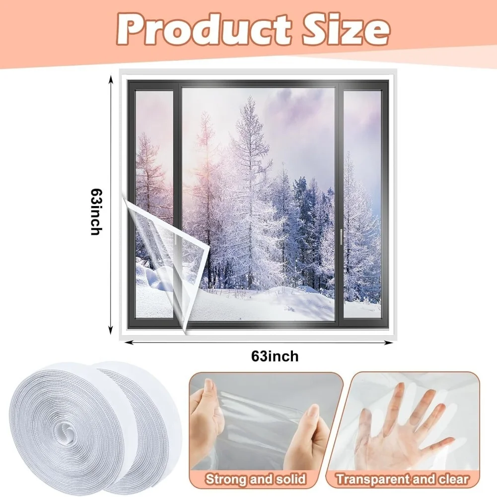 Energy Saving Window Insulation Kit with Thickened for pe Film and and Tape for Easy Seasonal Installation and Reuse