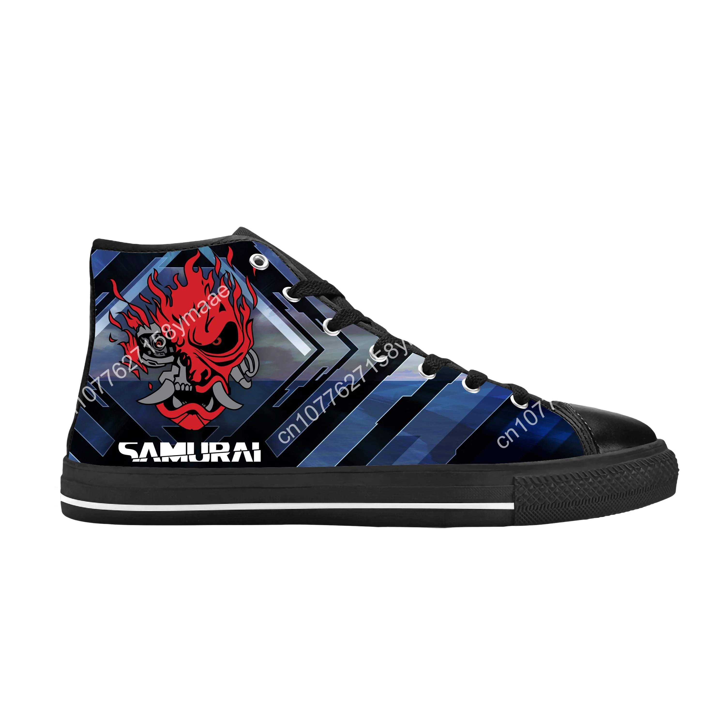 Vintage Samurai Retro Japanese Gaming 2077 Game Casual Cloth Shoes High Top Comfortable Breathable 3D Print Men Women Sneakers