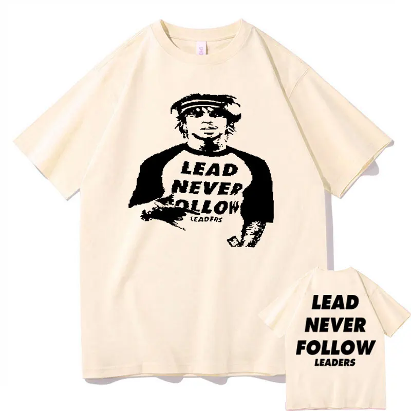 Rapper Chief Keef Lead Never Follow Leaders Double Sided Print T-shirt Male Vintage Tshirt Men Hip Hop Casual Oversized T Shirts