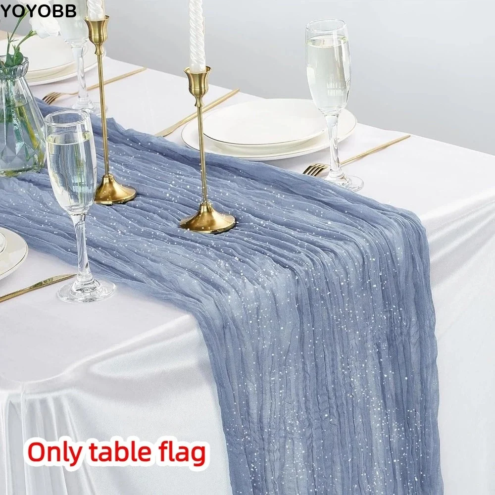 

Semi-Sheer Cheese Cloth Table Runner Multicolor Fine Flash Wedding Table Runner Crumpled Cloth Shimmer Gauze Tablecloth