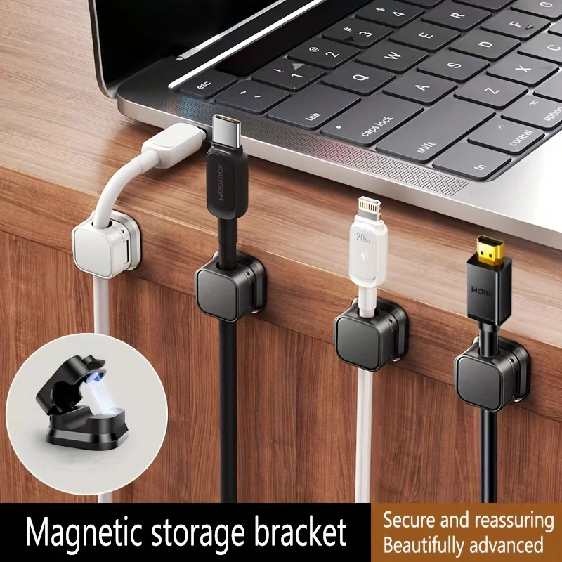 6 Pieces of Cool Magnetic Data Cable Storage Organizer and Charging Cable Holder - Keep Your Desktop Tidy