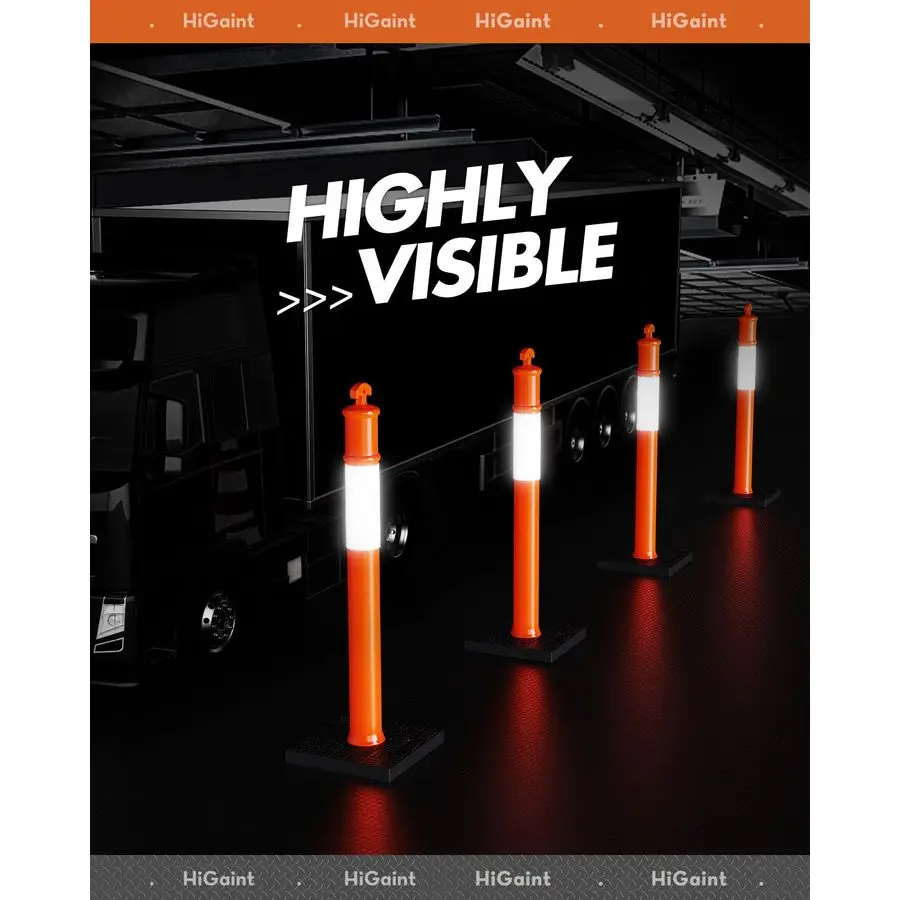 반사 스트립이 있는 하이자이언트 45 교통 표지판 포스트, 주차장 및 공사 구역용 주황색 표지판 포스트 콘