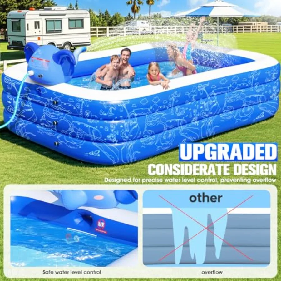 Inflatable Pools with SprinklerUpgraded Elephant Inflatable Swimming Pool Pools for Backyard Large Inflatable Pool for Adults B