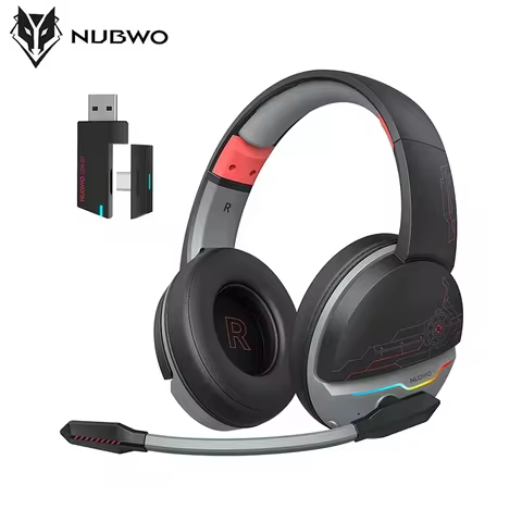 NUBWO G08 Dual Wireless Headsets Gamer with Microphone 2.4GHz Bluetooth 5.3 Gaming Headphones for PS5, PS4, PC, Mobile, Switch