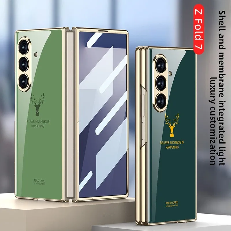 

Чехол для мобильного телефона Samsung Fold7, защитный чехол из гальванического стекла с окраской