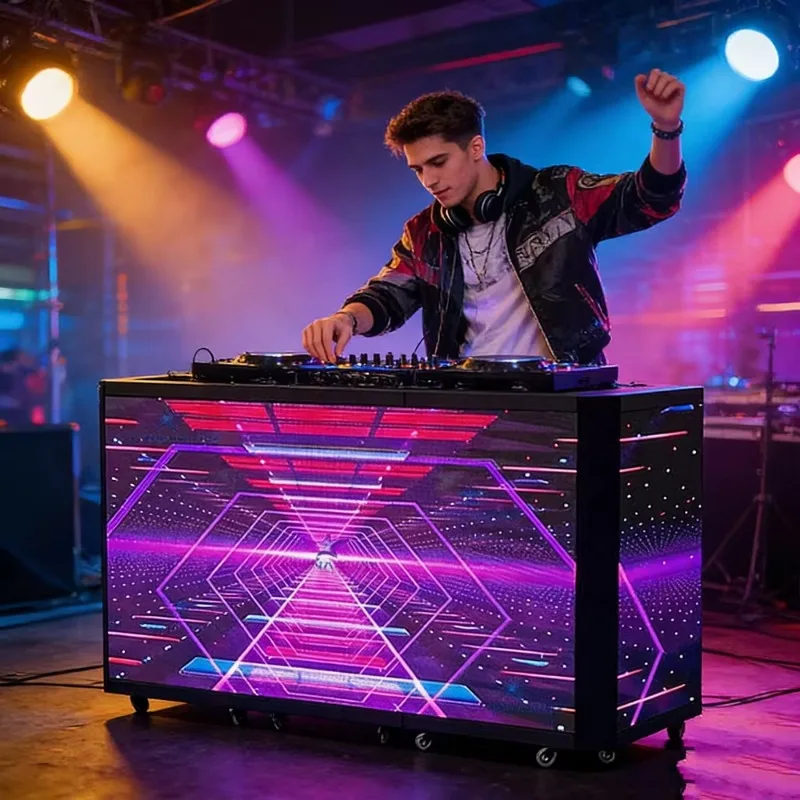 P2.6 High Refresh Waterproof Three-sided Foldable LED DJ Booth Screen HD Panel for Party Wedding Disco Stage Live Events