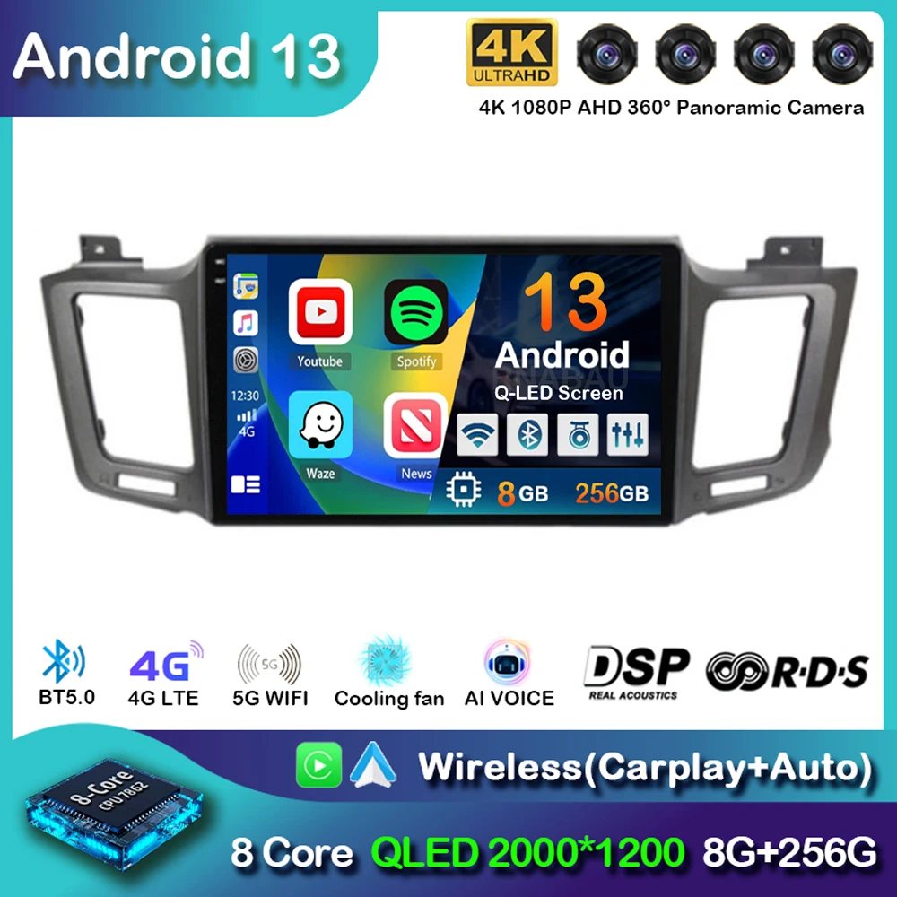 

Android 13 Carplay Auto 2din Car Radio For Toyota RAV4 RAV 4 XA40 2012-2019 GPS Multimedia Video Player DSP Stereo Head Unit BT