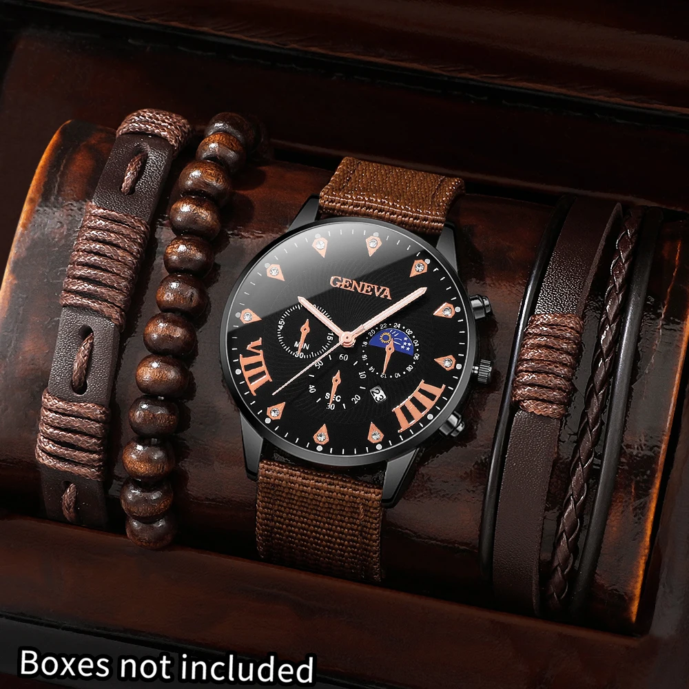 4Pcs Men's Watch Set, Grand And Simple, Great Gift For Thanksgiving Day, New Year's Day, Graduation Season, Business Gathering