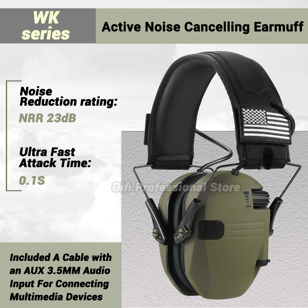 Tactical Headset Hearing Ear Protection 23dB Electronic Earmuffs Shooting Ear Protectors Hunting Noise Reduction Soundproof