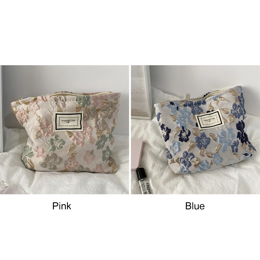 Relief Flowers Makeup Pockets Large Capacity Simple Mobile Phone Bag Portable Multi-function Fashion Casual for Weekend Vacation