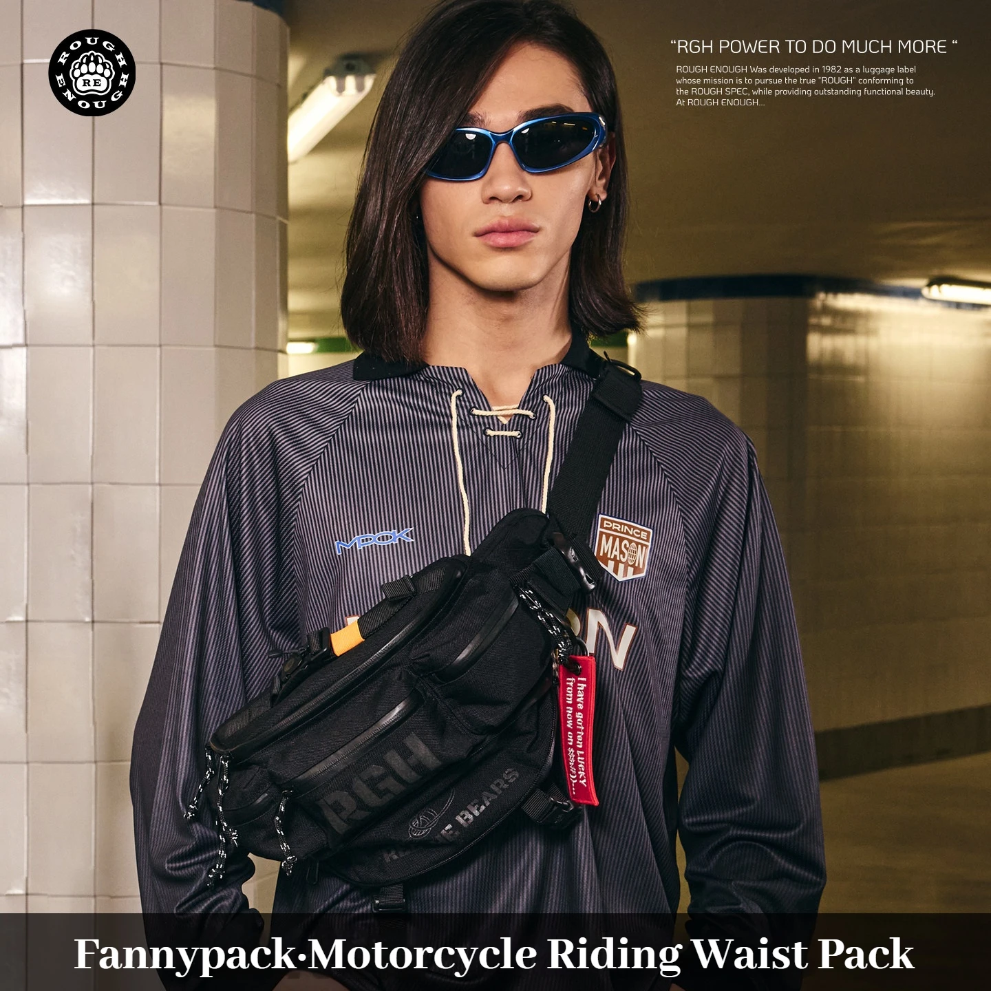 RGH Waterproof American Motorcycle Riding Chest Bag, Large Capacity Multi‑functional Outdoor Waist Crossbody Sling Bag Unisex