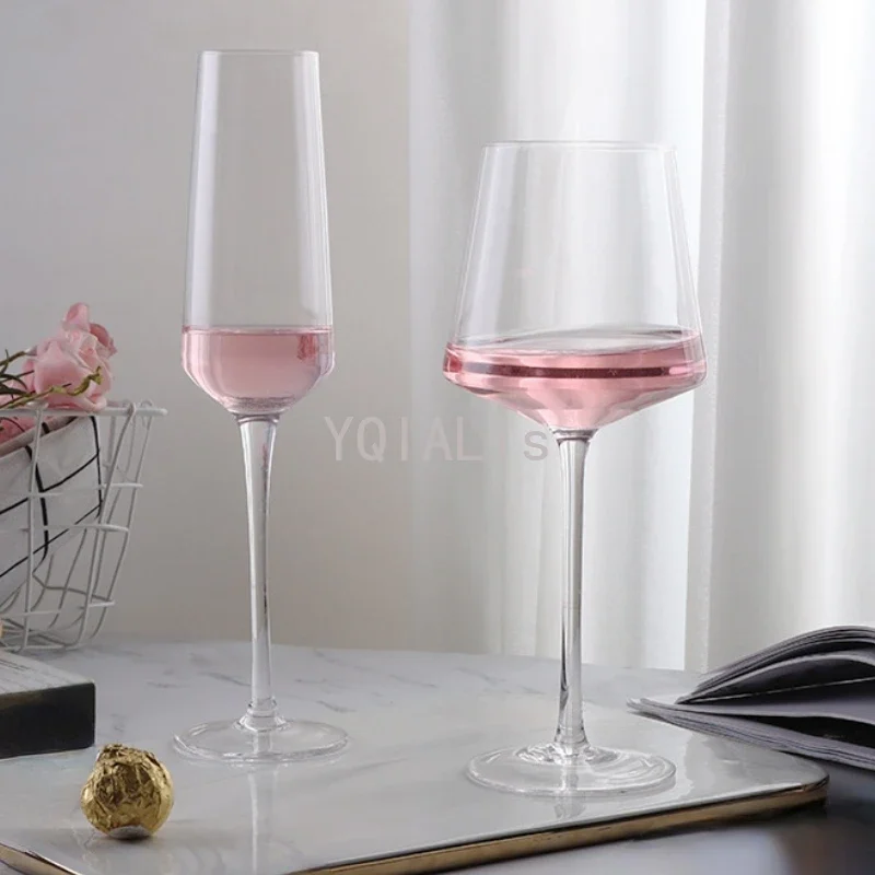 Light Luxury Art 450-650ml Burgundy Red Wine Cup Handmade Square Goblet Fashion Festival Banquet Family Drinkware Gift