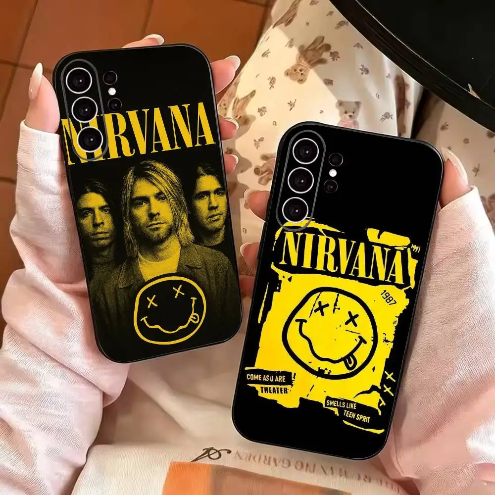 Band N-Nirvana Cool Phone Case Black Silicone Soft For Samsung S25,S24,S21,S22,S23,S30,Ultra,S20,Plus,Fe,Lite
