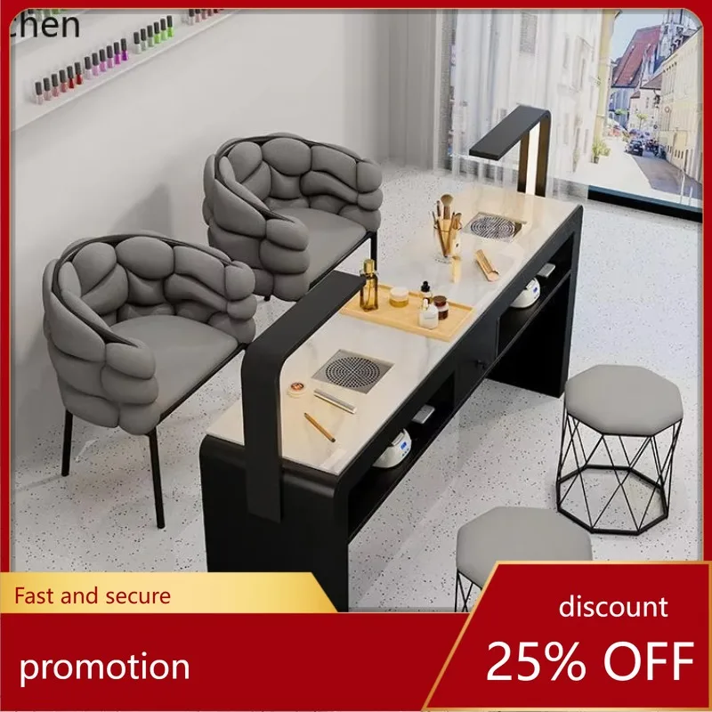 

HTNail Table and Chair Set Economical Multi-functional Single and Double Person Light Luxury Nail Table