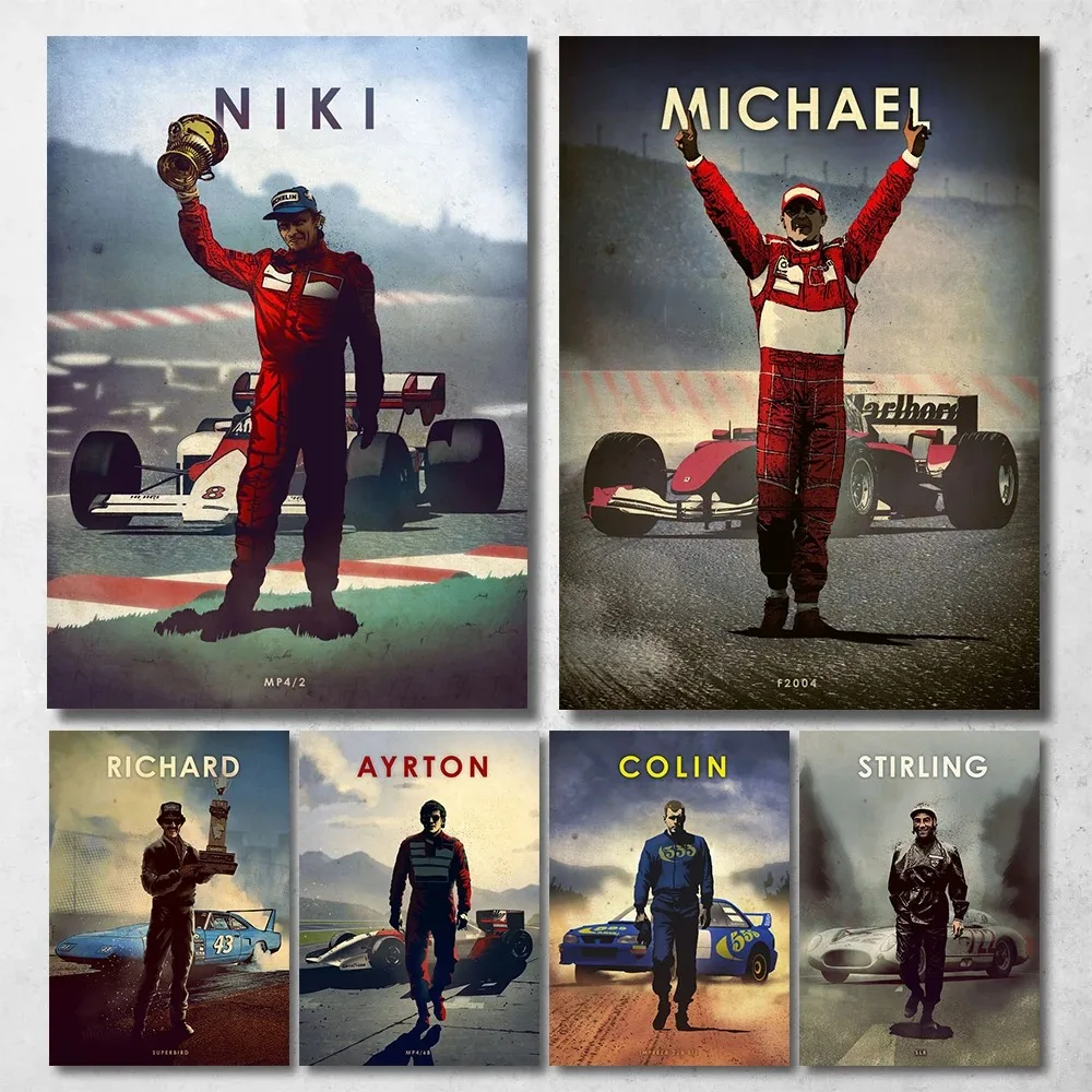 Современный стиль F1 Formula Car Racing Плакат с принтом на холсте без рамы Идеально подходит для домашнего декора Водонепрон...