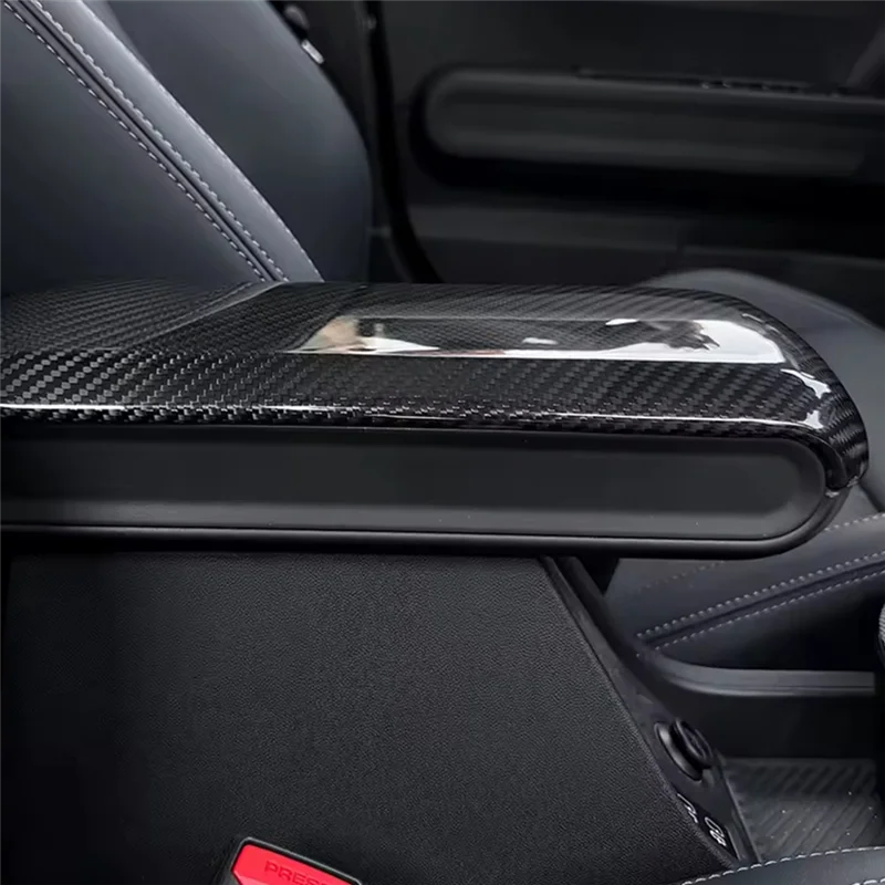 

A90Q-For BMW Mini Cooper S F65 F66 F67 2024 2025 Car Armrest Box Cover Frame Sticker Interior Styling Hard Real Carbon Fiber