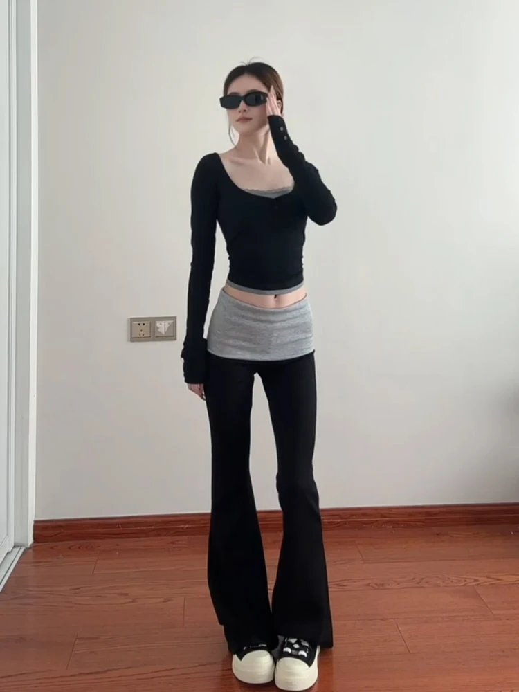 Bla casual queimado calças femininas primavera 2025 novo design emagrecimento yoga esportes calças de perna larga cintura baixa coreano sle