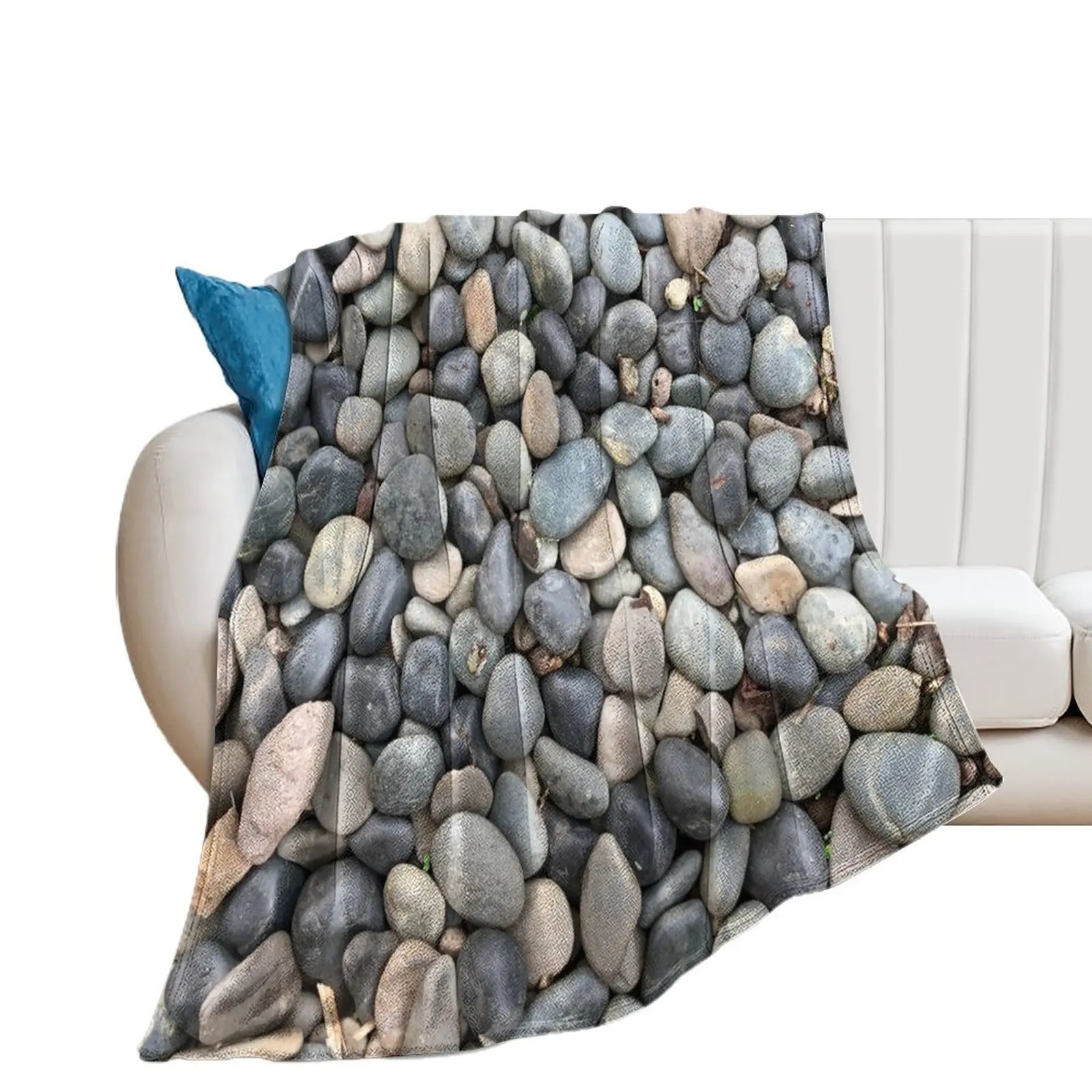 Colorful Pebbles By The Pool | Pebble Pattern Throw Blanket Summer Plush Soft Big Retros Blankets