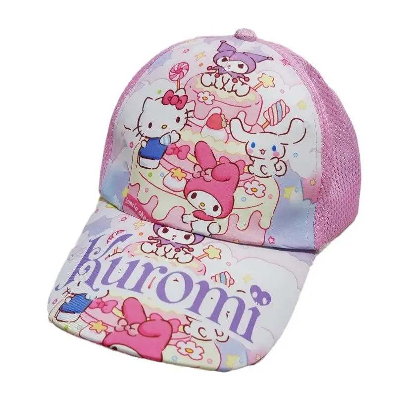 Kawaii Sanrio Hello Kitty Cinnamoroll Children's Baseball Cap Cartoon Peaked Cap for Boys and Girls Summer Sun Protection Visor