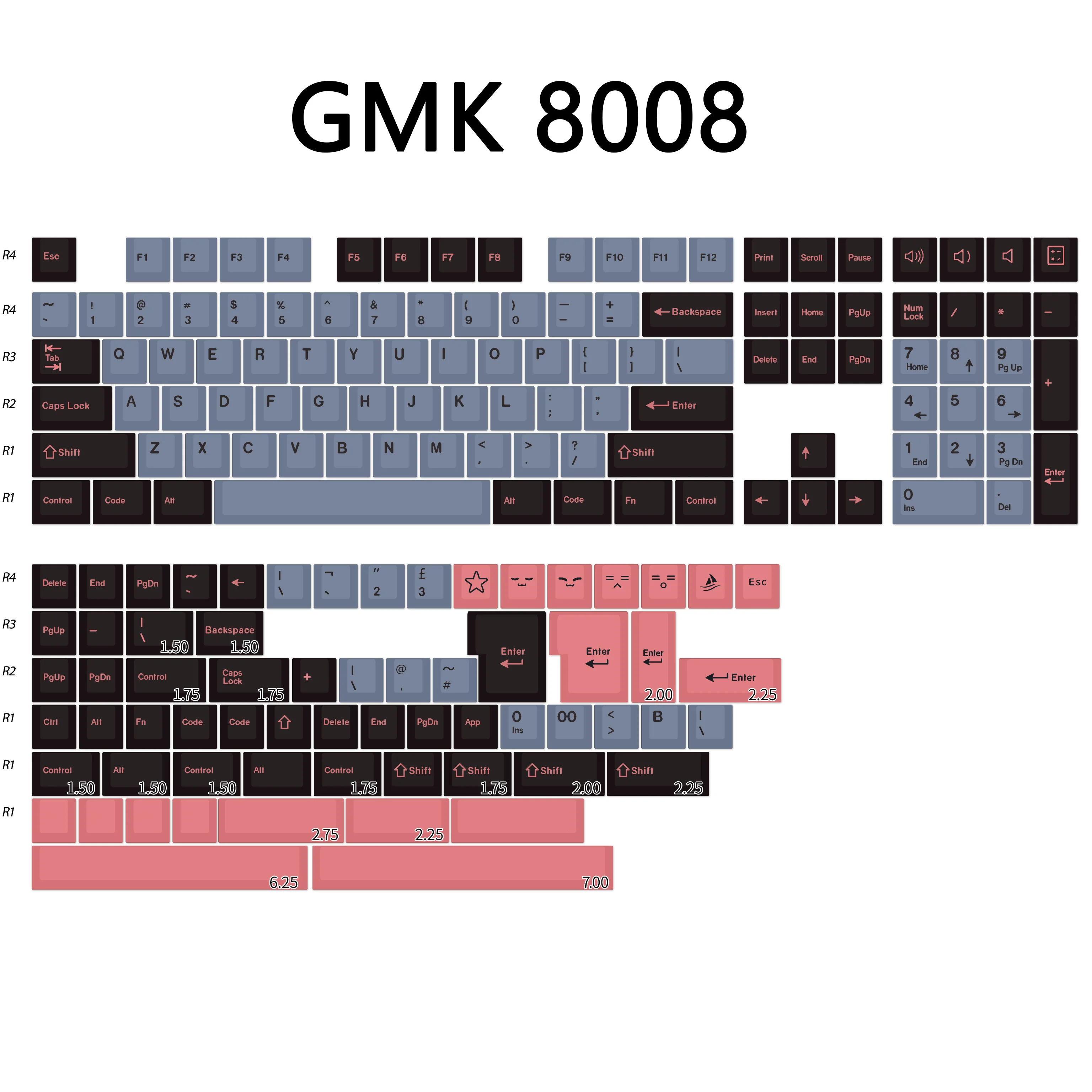 173 Keys GMK Keycaps 8008 Black Blue Cherry Profile ABS Keycap For MX Switch Mechanical Keyboard  DYE-SUB ISO Key Caps Custom