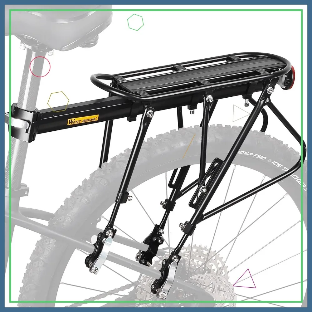 Portaequipajes Universal para bicicletas, carga de 220 libras, liberación rápida, ajustable, aleación de aluminio, resistente al agua, para bicicletas eléctricas de montaña y de carretera