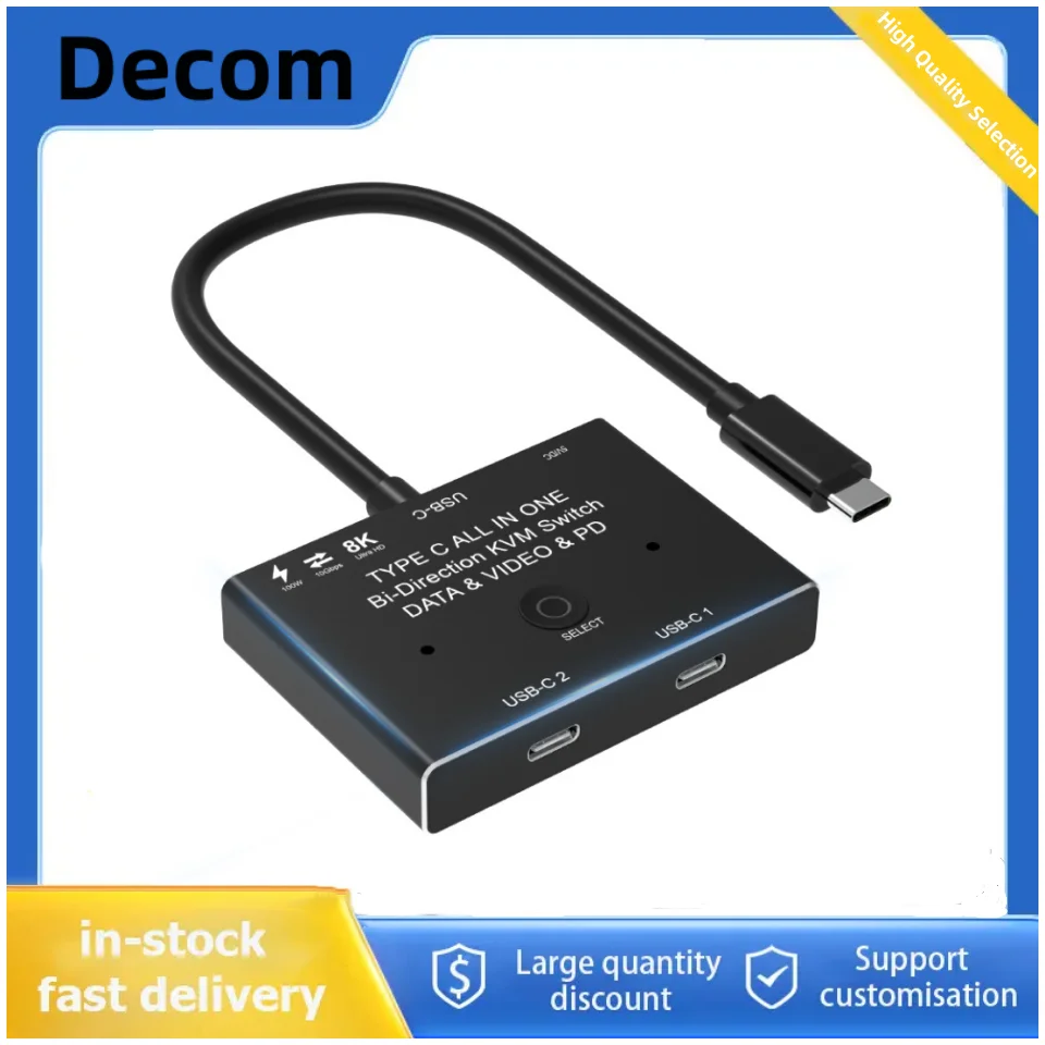 

USB C KVM Switch Type C 8K@60Hz 4K@120Hz Video 10Gbps Data Transfer PD 100W Charging Compatible with Thunderbolt