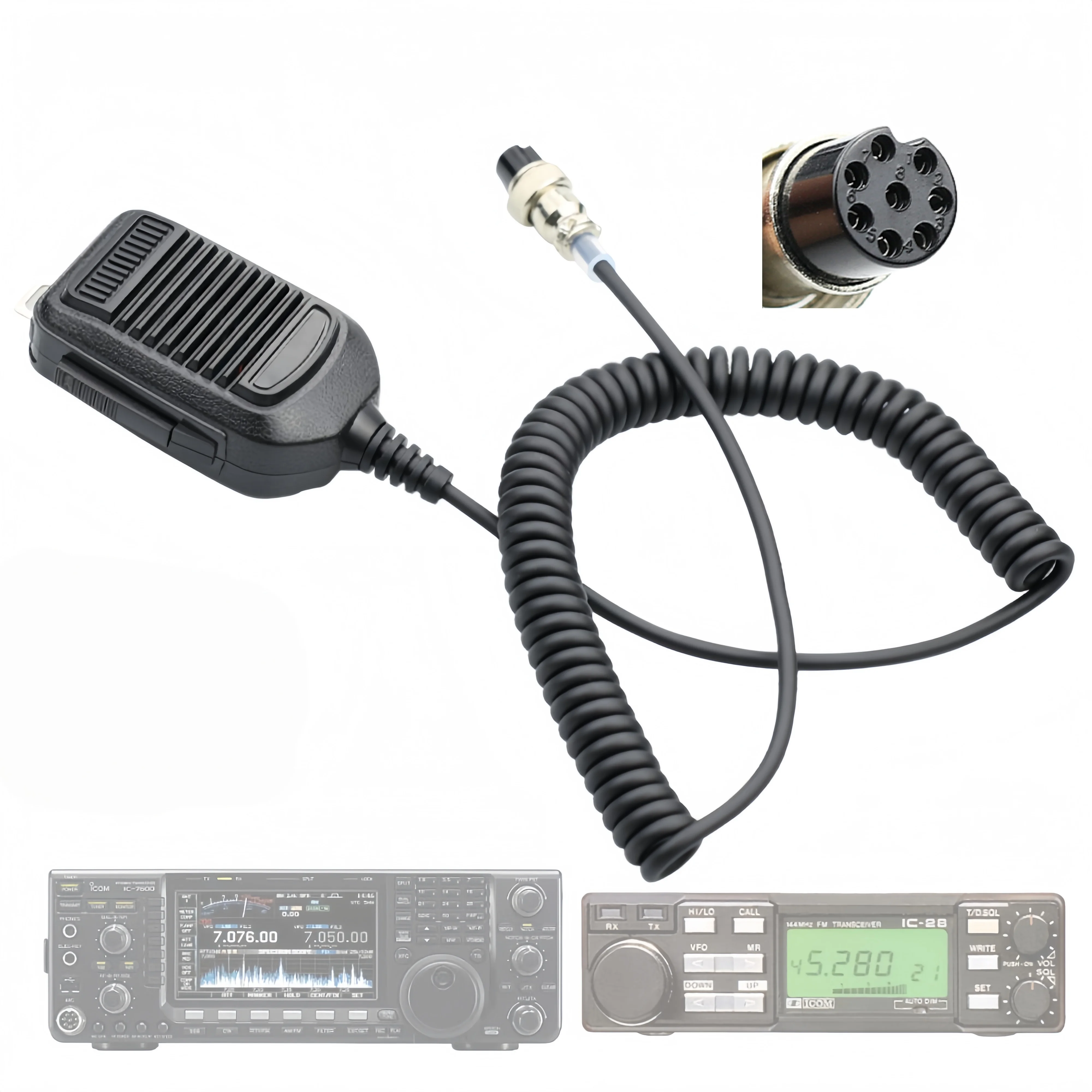 hm-36-8ピン交換用ハンドマイク-icom-ic-38-ic-77-ic-290-ic-728-ic-761-ic-900-ic-1275-ic-7200-ic-7600-ic-9100無線機用