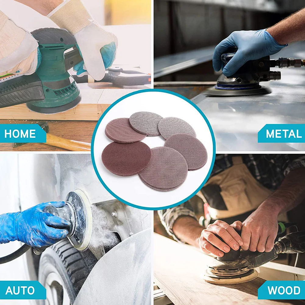 10pcs 5 Inch 600 Grit Mesh Sanding Discs Aluminum Oxide Clogging For Random Orbital Sander Drywall Metal Wood Polishing
