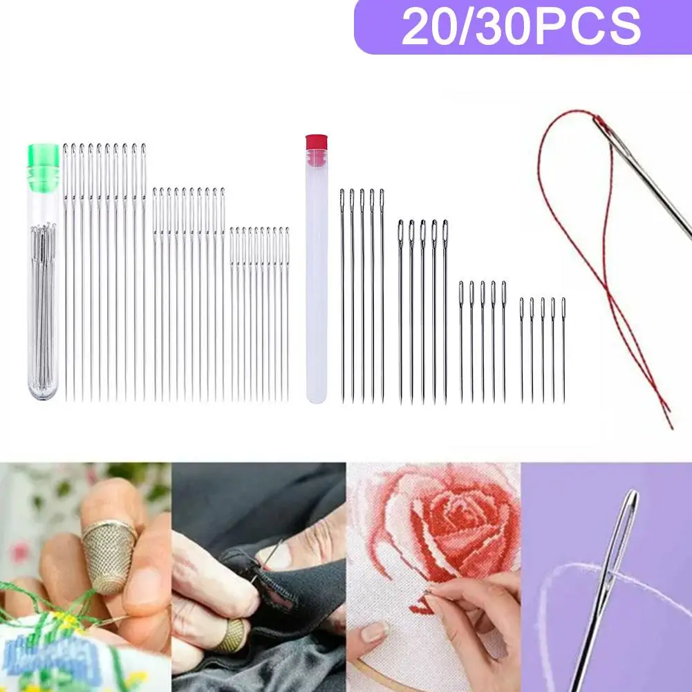 20/30pcs Stainless Steel Sewing Needles Side Hole Hand Needle Self-Threading Sewing Needles Household Accessories Sewing Bl I5B8