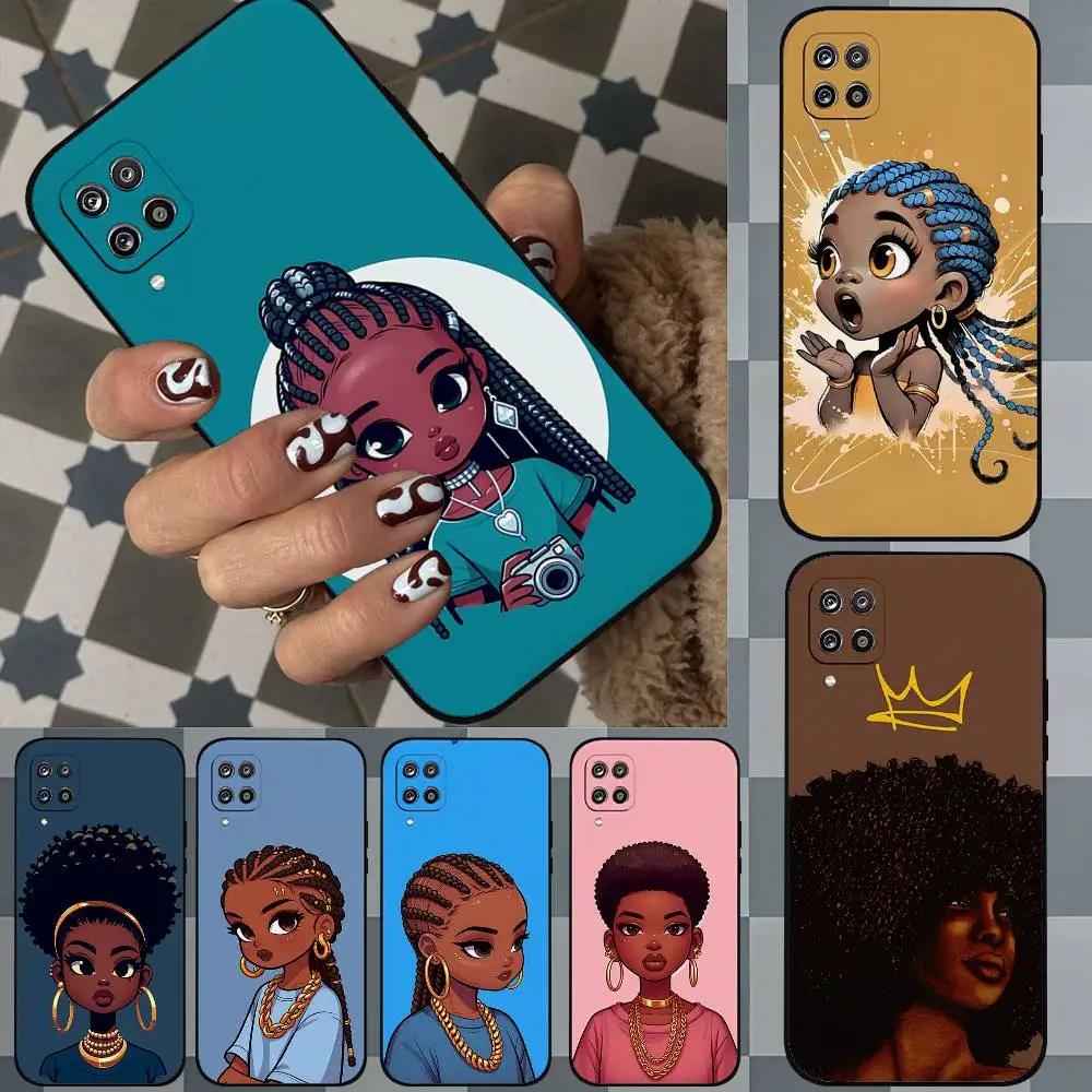 Black Girl Afro Phone Case For Samsung Galaxy S21 S22 S23 S24ULTRA S25ULTRA FE Ultra Plus5G A52S S26 Soft Cover